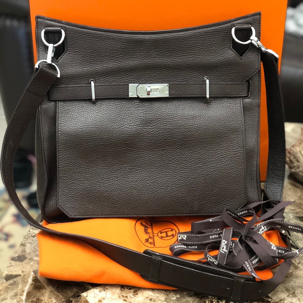 ❤️HERMES JYPSIERE ETOUPE TOGO LEATHER BAG 💼